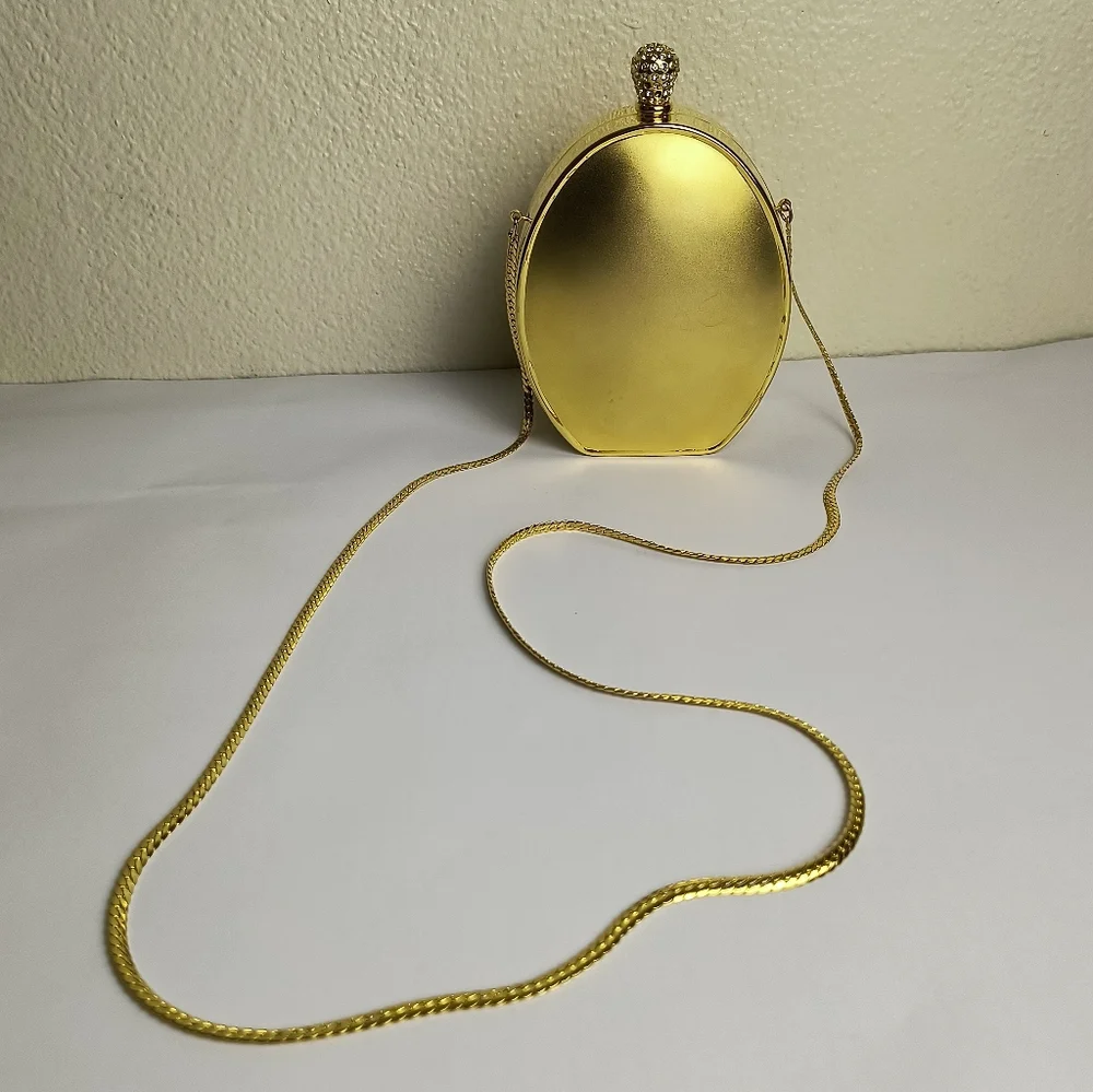 inge Christopher Oval Gold Evening Clutch Y2K Vintage Exquisite